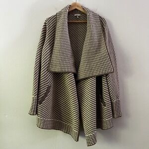 Joie Merino Wool‎ Cashmere Knit Open Front Long Cardigan Tan Brown size large